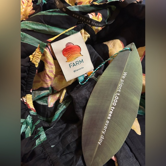 Farm Rio Black Alice Yellow Flowers Maxi Dress XS Nwt - Picture 5 of 6